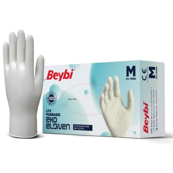Beybi Lateks Pudrasız Eko (M) Medium Beden Muayene Eldiven 100lü Paket Beybi Lateks Pudrasız Eko (M) Medium Beden Muayene Eldiven 100lü Paket