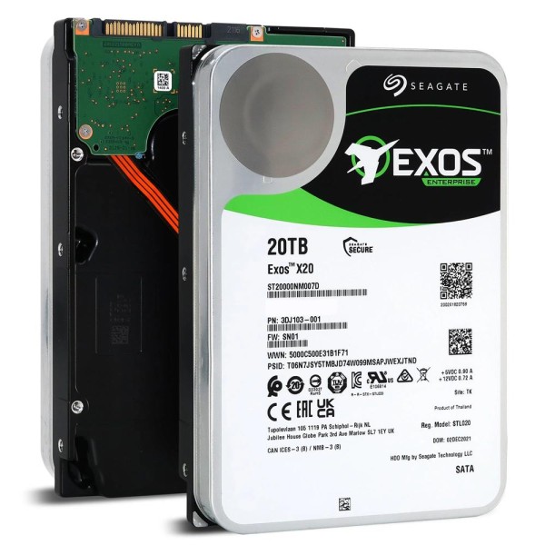 Seagate 20TB Exos X20 ST20000NM007D 3.5 7200 512e 7-24 Nas Sata Sabit Disk 