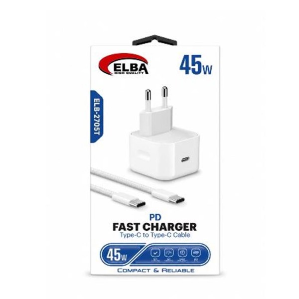 Elba ELB-2705t 45W Beyaz Type- C To Type-C İos Set Elba ELB-2705t 45W Beyaz Type- C To Type-C İos Set