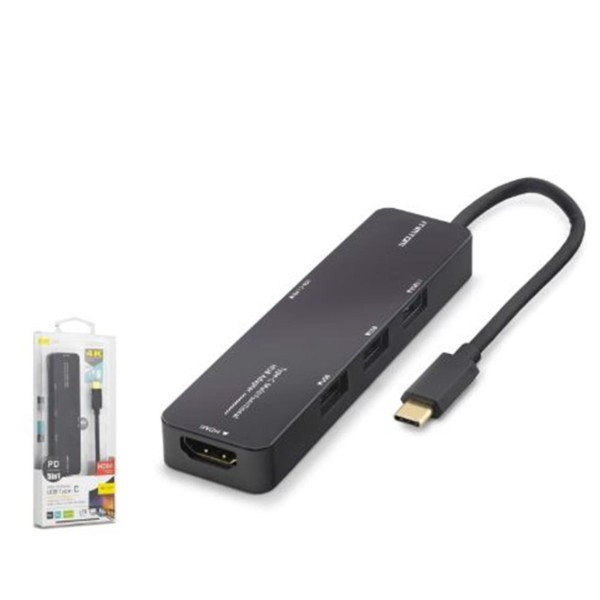 iETOP TUH305 Type-C 3.2 Gen1 Combo Hub PD HDMI 4K 5 Port 5 Gbps Siyah