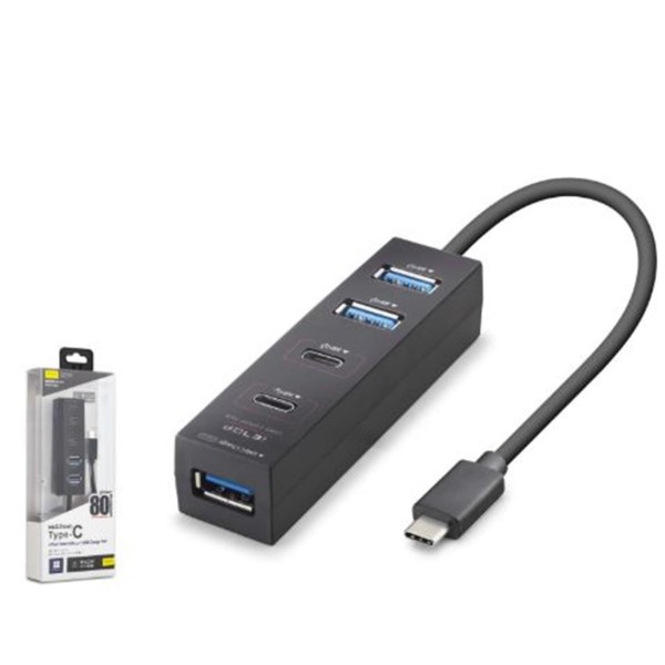 iETOP TU0529 Type-C 3.2 Gen1 Hub 4 Port 5 Gbps 80 cm Siyah