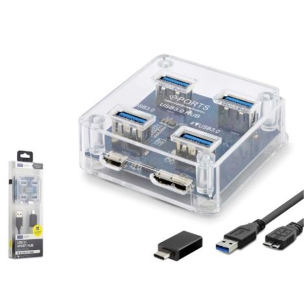 iETOP U331 USB Type-C 3.1 Gen1 Hub 4 Port 5 Gbps Şeffaf iETOP U331 USB Type-C 3.1 Gen1 Hub 4 Port 5 Gbps Şeffaf