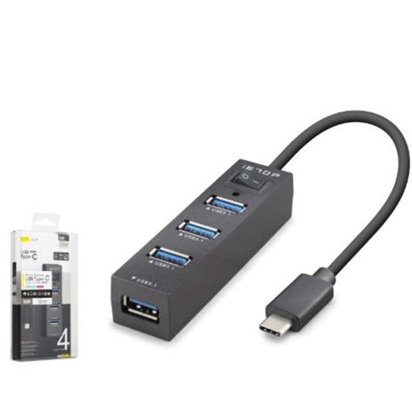 iETOP TU329 Type-C 3.1 Gen1 Anahtarlı Hub 4 Port 5 Gbps Siyah iETOP TU329 Type-C 3.1 Gen1 Anahtarlı Hub 4 Port 5 Gbps Siyah