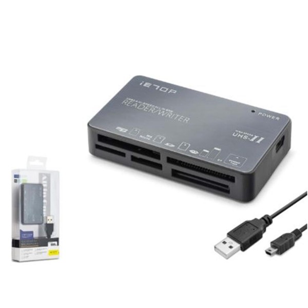 iETOP C208 USB All in One Kart Okuyucu CF SD MicroSD MS UHS-II 480 Mbps Alüminyum Gri iETOP C208 USB All in One Kart Okuyucu CF SD MicroSD MS UHS-II 480 Mbps Alüminyum Gri