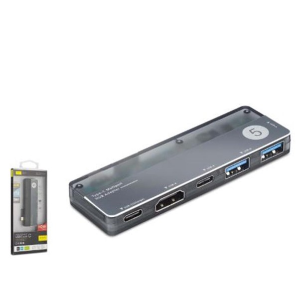 iETOP TUH353 Type-C 3.1 Gen1 Combo Hub PD HDMI 4K 5 Port 5 Gbps Alüminyum Gri iETOP TUH353 Type-C 3.1 Gen1 Combo Hub PD HDMI 4K 5 Port 5 Gbps Alüminyum Gri