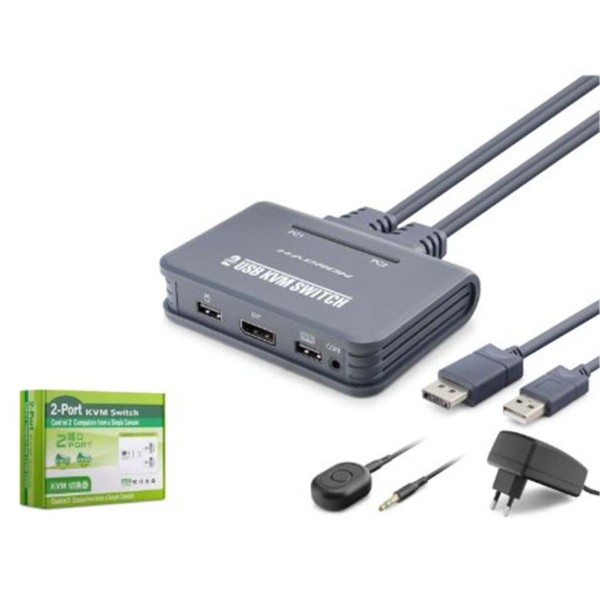 HADRON HDX1427 DisplayPort KVM Switch 2 Console USB Harici Butonlu Dahili Kablolu 2 DP Siyah HADRON HDX1427 DisplayPort KVM Switch 2 Console USB Harici Butonlu Dahili Kablolu 2 DP Siyah