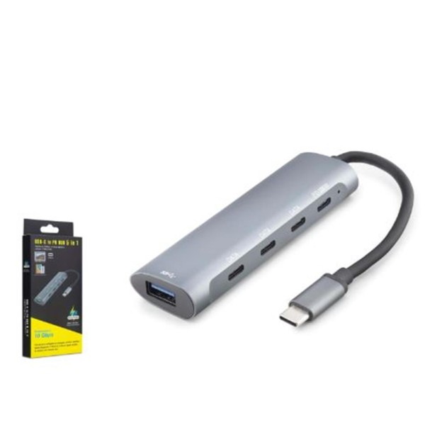 HADRON HDX7895 Type-C 3.2 Gen2 PD Hub 5 Port 10 Gbps 100W Gri HADRON HDX7895 Type-C 3.2 Gen2 PD Hub 5 Port 10 Gbps 100W Gri