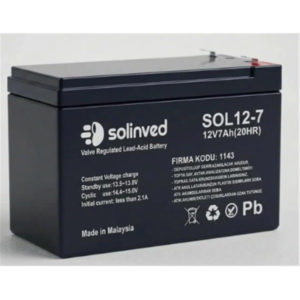 Solinved 12v 7AH Kuru Akü Premium