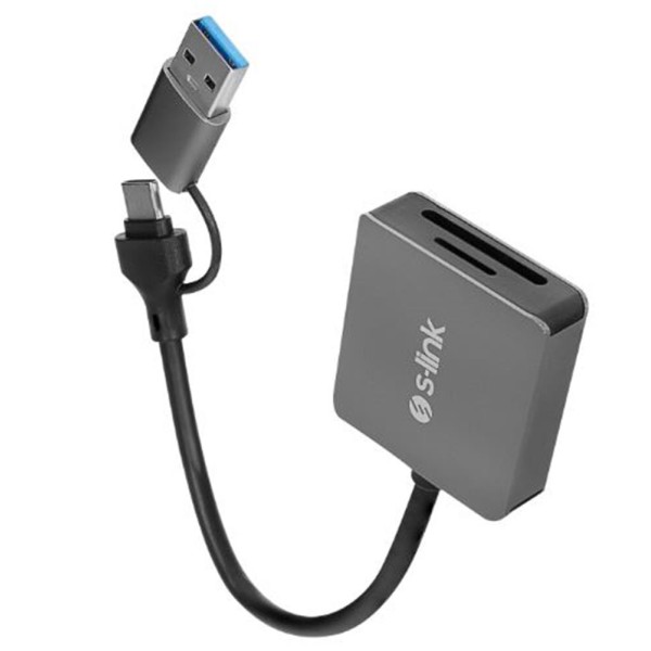 S-link SL-CR21 TypeC ve USB3.0 SD-Micro SD 110M-S Hızlı 2 in 1 Metal Kart Okuyucu S-link SL-CR21 TypeC ve USB3.0 SD-Micro SD 110M-S Hızlı 2 in 1 Metal Kart Okuyucu
