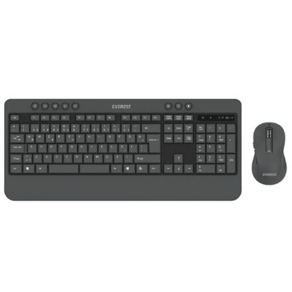 Everest KM-6585 Dual Gri-Siyah Kablosuz Çift Space Tuşlu Q Klavye + Mouse Set