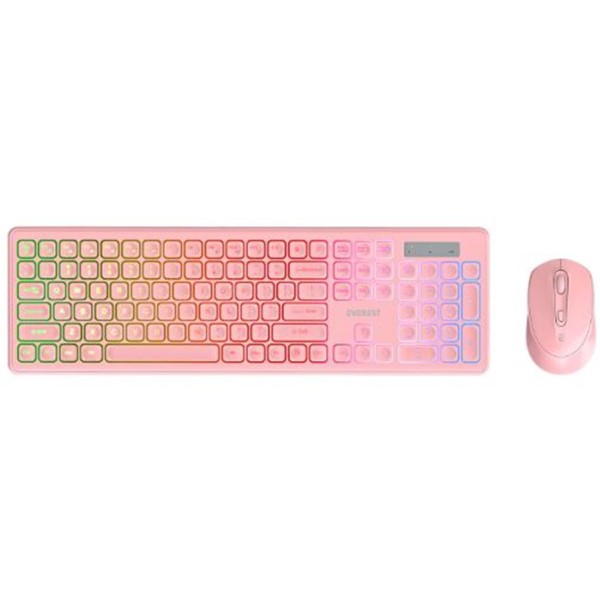 Everest KM-319BT Pembe 2.4G+BT1+BT2 Çoklu Cihaz Bağlantılı Q Set Kablosuz Klavye + Mouse