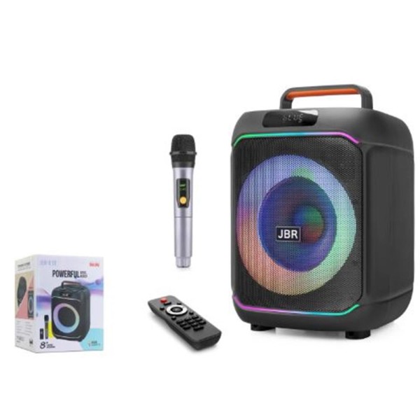 JBR JBR818 Karaoke Mikrofonlu Bluetooth Hoparlör FM Radyo 40W 8 İnç RGB Kumandalı Siyah JBR JBR818 Karaoke Mikrofonlu Bluetooth Hoparlör FM Radyo 40W 8 İnç RGB Kumandalı Siyah