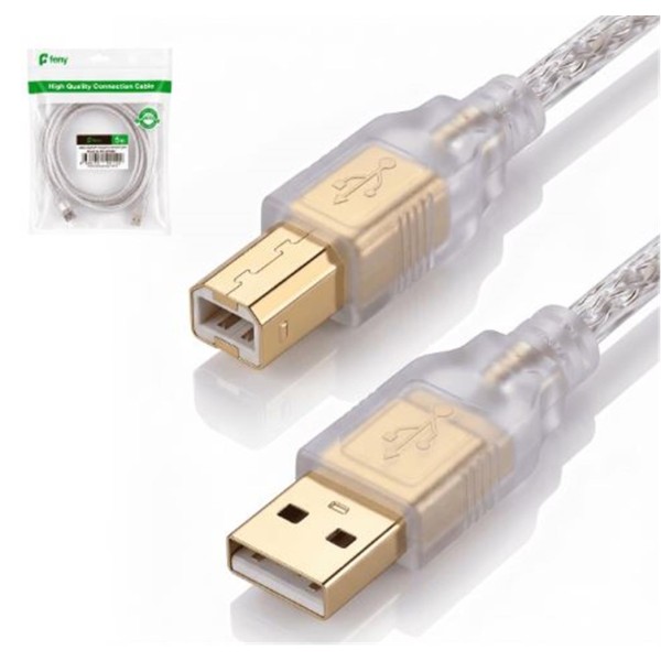 Feny FN-U3015 USB2.0 AM-BM Şeffaf 100 yüzde Bakır Pri·nter Yazıcı Kablosu 1.5M Feny FN-U3015 USB2.0 AM-BM Şeffaf 100 yüzde Bakır Pri·nter Yazıcı Kablosu 1.5M