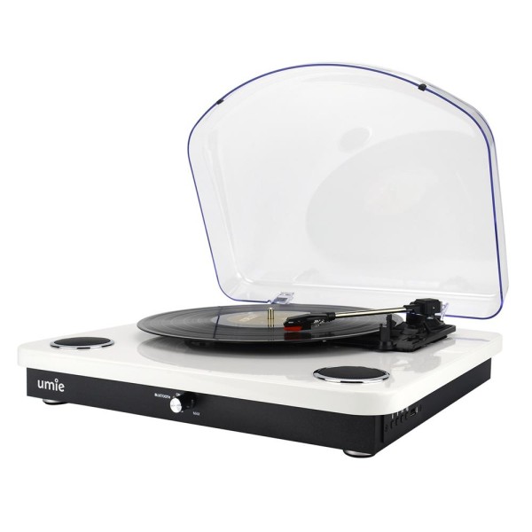 UMİE Bemol Beyaz Piano Kaplama 10W BT İN, BT OUT, RCA, USB Özellikli Nostaljik Pikap UMİE Bemol Beyaz Piano Kaplama 10W BT İN, BT OUT, RCA, USB Özellikli Nostaljik Pikap