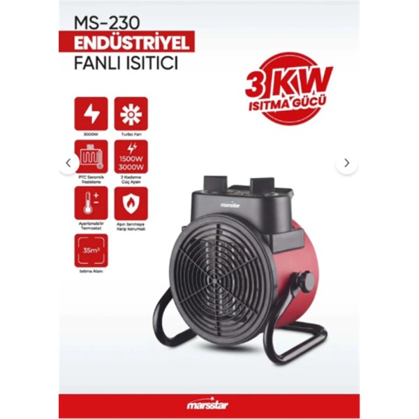 Marsstar Ms-230 Endüstriyel Fanlı Isıtıcı Marsstar Ms-230 Endüstriyel Fanlı Isıtıcı
