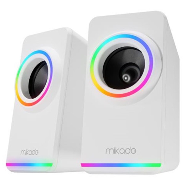 Mikado MD-182 2.0 3W-2 Beyaz RGB Aydınlatmalı USB + 3.5mm USB 5V Speaker Hoparlör Mikado MD-182 2.0 3W-2 Beyaz RGB Aydınlatmalı USB + 3.5mm USB 5V Speaker Hoparlör