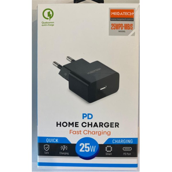Megatech 25w Siyah Pd Type-c  Ev Şarj Kafa 