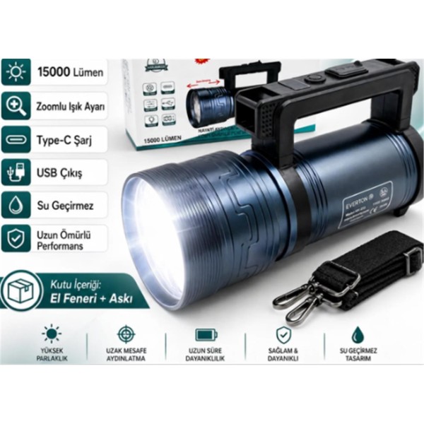 Everton Rt-829 Şarjlı Projektör 150w Zoom Led gösterge 1500lümen 3 Seviye Aydınlatma Everton Rt-829 Şarjlı Projektör 150w Zoom Led gösterge 1500lümen 3 Seviye Aydınlatma