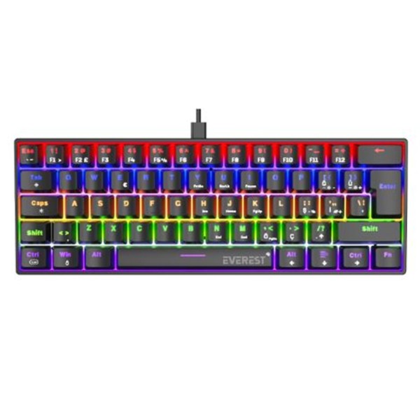 Everest Amber Siyah Type-C Bağlantılı RGB Ledli Mekanik Gaming Oyuncu Klavye Q Red Switch Everest Amber Siyah Type-C Bağlantılı RGB Ledli Mekanik Gaming Oyuncu Klavye Q Red Switch