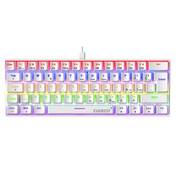 Everest Amber Beyaz Type-C Bağlantılı RGB Ledli Mekanik Gaming Oyuncu Klavye Q Red Switch Everest Amber Beyaz Type-C Bağlantılı RGB Ledli Mekanik Gaming Oyuncu Klavye Q Red Switch