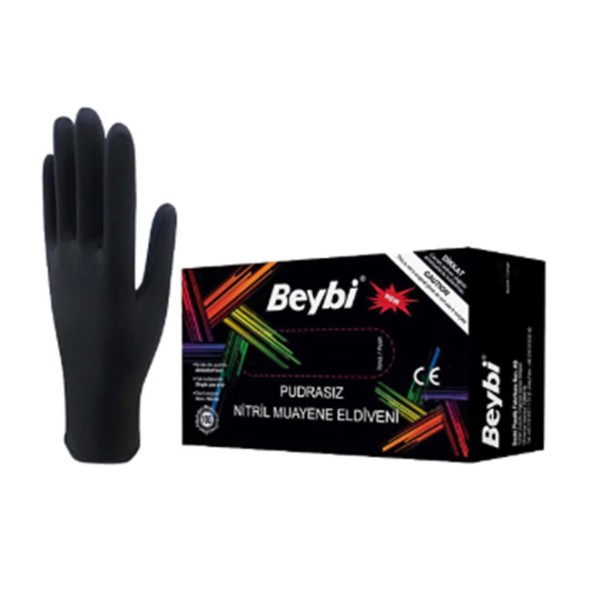 Beybi Muayene Nitril Siyah Small Pudrasız Eldiven 100lü Beybi Muayene Nitril Siyah Small Pudrasız Eldiven 100lü