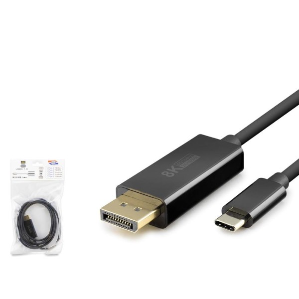 HADRON HDX7858 Type-C to DisplayPort Görüntü Kablosu 4K 144 Hz 1.8 m Siyah HADRON HDX7858 Type-C to DisplayPort Görüntü Kablosu 4K 144 Hz 1.8 m Siyah