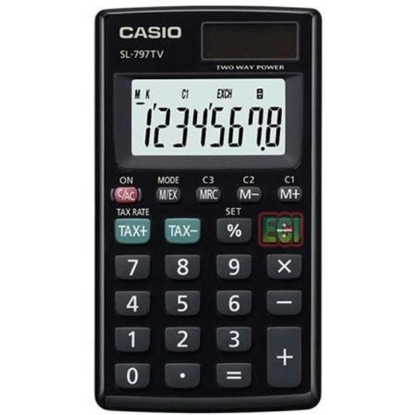 Casio SL-797TV-BK 8 Hane Siyah Cep Tipi Hesap Makinesi Casio SL-797TV-BK 8 Hane Siyah Cep Tipi Hesap Makinesi