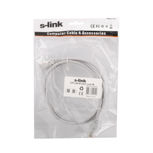 S-link sl-cat601 Cat6 1mt Gri Utp Patch Kablo S-link sl-cat601 Cat6 1mt Gri Utp Patch Kablo