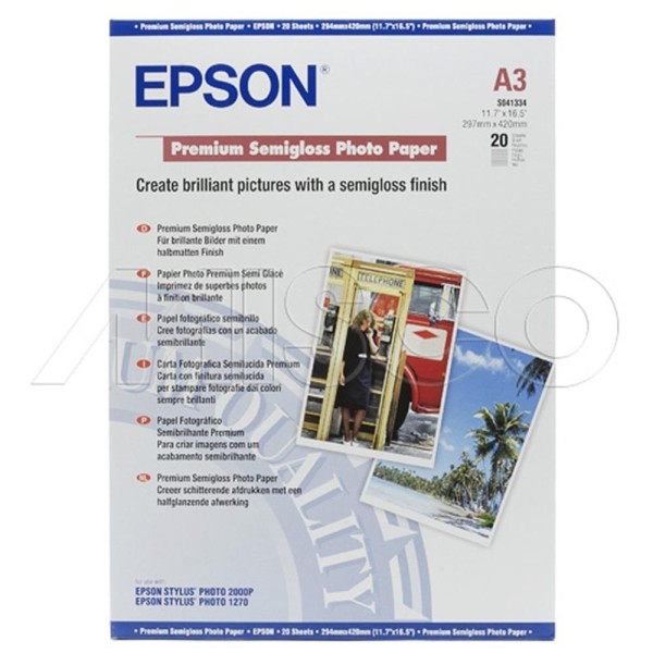 Epson A3 251Gram 20'li Premium Semigloss Fotoğraf Kağıdı S041334 Epson A3 251Gram 20'li Premium Semigloss Fotoğraf Kağıdı S041334