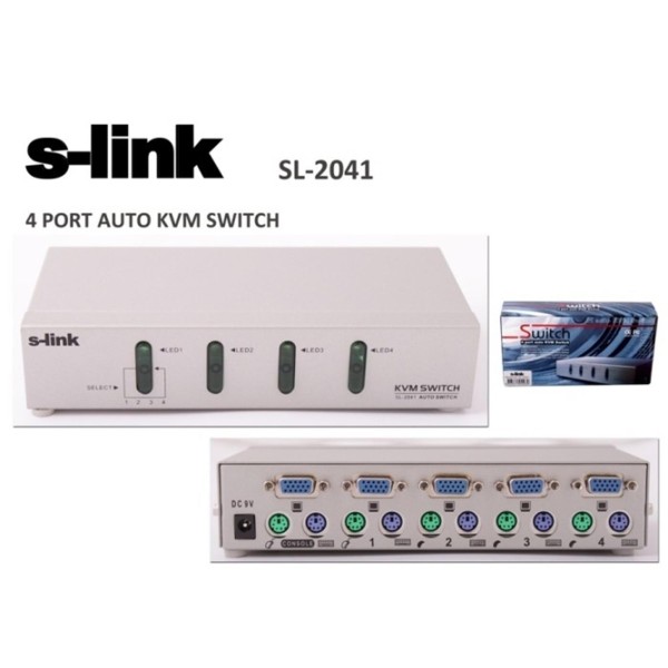 S-link SL-2041 4pc-1mn vga+ps-2 Otomatik Kvm Switch S-link SL-2041 4pc-1mn vga+ps-2 Otomatik Kvm Switch