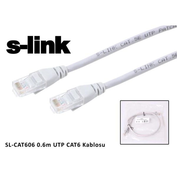 S-link SL-CAT606 cat6 0.60mt Gri Utp Patch Kablo S-link SL-CAT606 cat6 0.60mt Gri Utp Patch Kablo