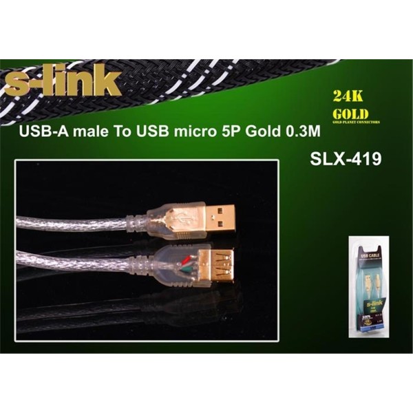 S-link SLX-419 0.30mt Micro 5p Kamera Kablosu S-link SLX-419 0.30mt Micro 5p Kamera Kablosu