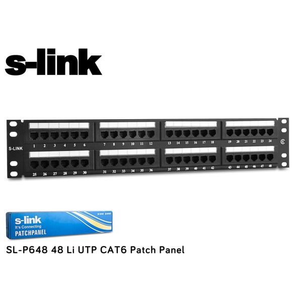 S-link SL-P648 48 Port Cat6 Utp Patch Panel S-link SL-P648 48 Port Cat6 Utp Patch Panel