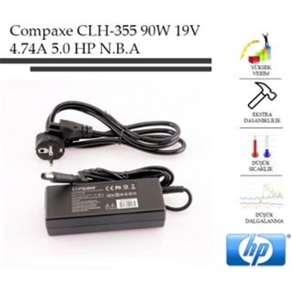 Compaxe CLH-355 90W 19V 4.74A 7.4-5.0 HP Compaqe Notebook Adaptörü Compaxe CLH-355 90W 19V 4.74A 7.4-5.0 HP Compaqe Notebook Adaptörü