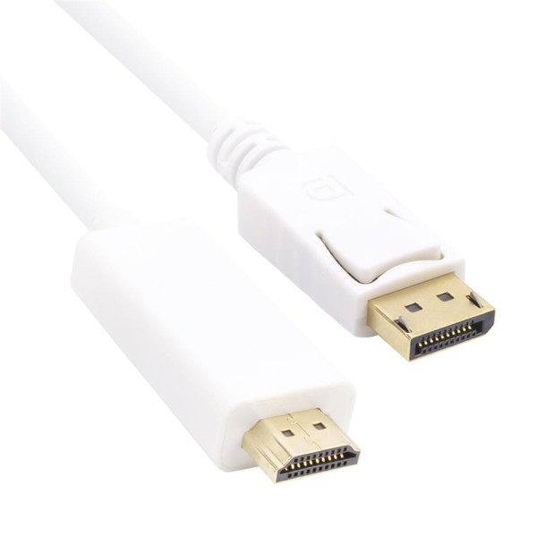 Vcom CG605L-1.8 Beyaz 1.8MT Display Port Erkek To Hdmi Erkek Kablo Vcom CG605L-1.8 Beyaz 1.8MT Display Port Erkek To Hdmi Erkek Kablo