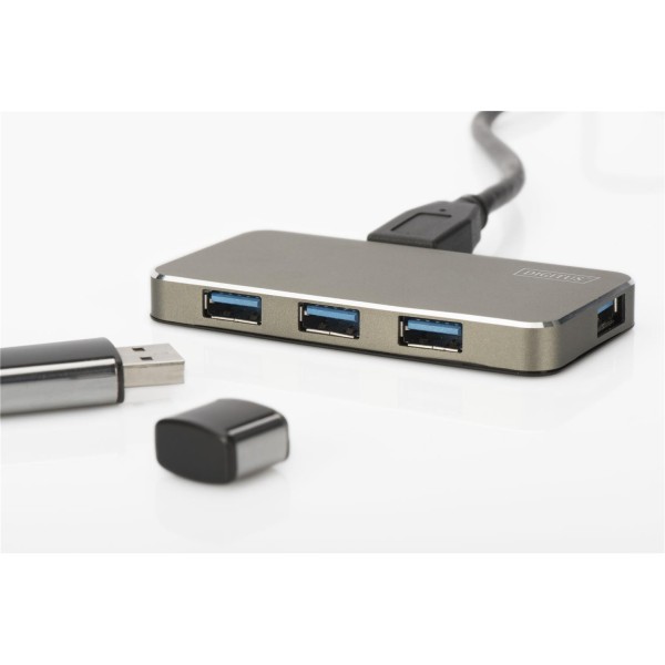 Digitus DA-70240-1 4 Port USB 3.0 Hub, 5V-2A güç adaptörü dahil, alüminyumi DA-70240-1 Digitus DA-70240-1 4 Port USB 3.0 Hub, 5V-2A güç adaptörü dahil, alüminyumi DA-70240-1