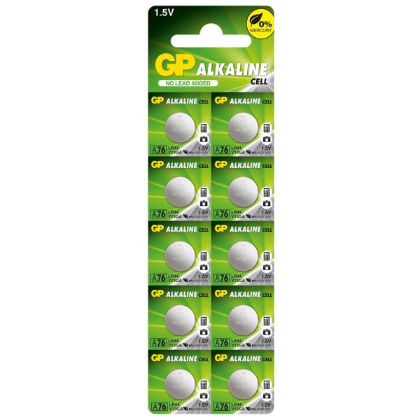 GP GPA76-2C10 LR44 AG13 Alkalin Düğme Pil 10'lu Paket 