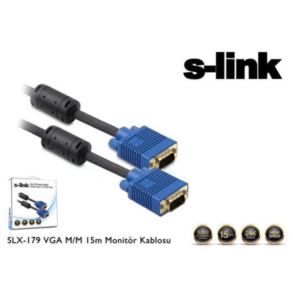 S-link SLX-179 Vga m-m 15m Monitör Kablosu S-link SLX-179 Vga m-m 15m Monitör Kablosu
