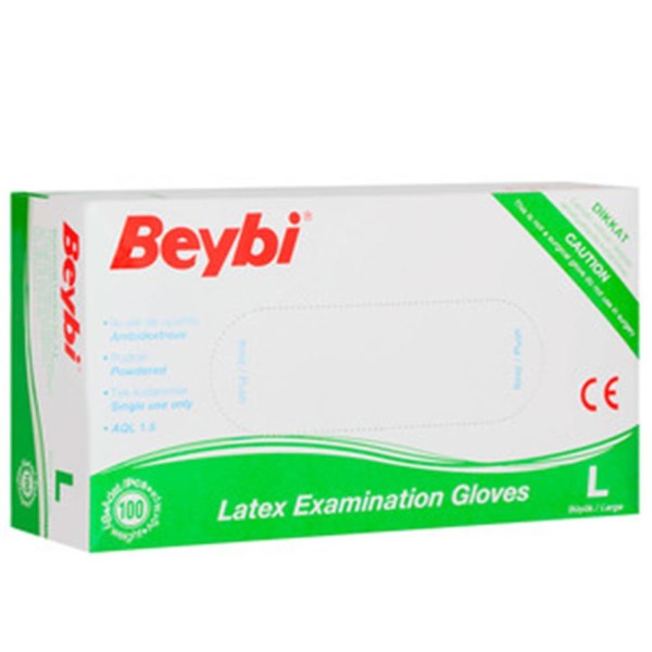 Beybi Lateks Pudralı (L) Large Beden Muayene Eldiven 100lü Paket Beybi Lateks Pudralı (L) Large Beden Muayene Eldiven 100lü Paket