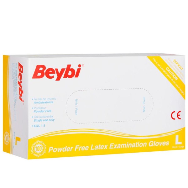 Beybi Lateks Pudrasız (L) Large Beden Muayene Eldiven 100lü Paket Beybi Lateks Pudrasız (L) Large Beden Muayene Eldiven 100lü Paket