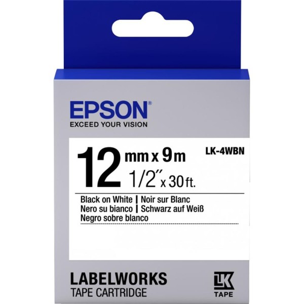 Epson LK-4WBN Standart Beyaz Üzeri Siyah 12mm 9Metre Etiket Epson LK-4WBN Standart Beyaz Üzeri Siyah 12mm 9Metre Etiket