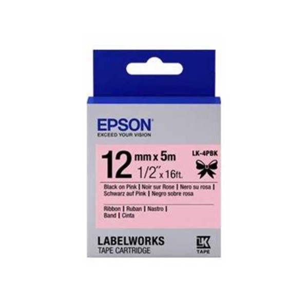 Epson LK-4PBK Pembe Üzeri Siyah Kurdele 12mm 9 Metre Epson LK-4PBK Pembe Üzeri Siyah Kurdele 12mm 9 Metre