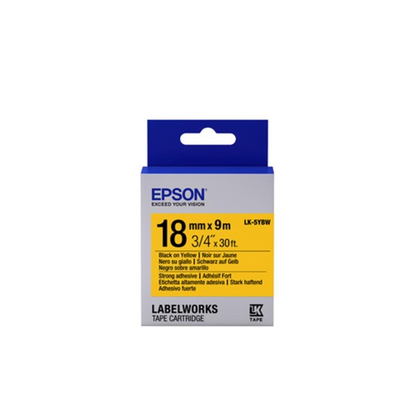 Epson LK-5YBW Güçlü Yapışkanlı Sarı Üzeri Siyah 18mm 9Metre Etiket