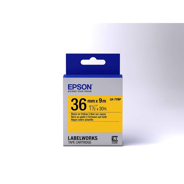Epson LK-7YBP Pastel Sarı Üzeri Siyah 36mm 9Metre Epson LK-7YBP Pastel Sarı Üzeri Siyah 36mm 9Metre