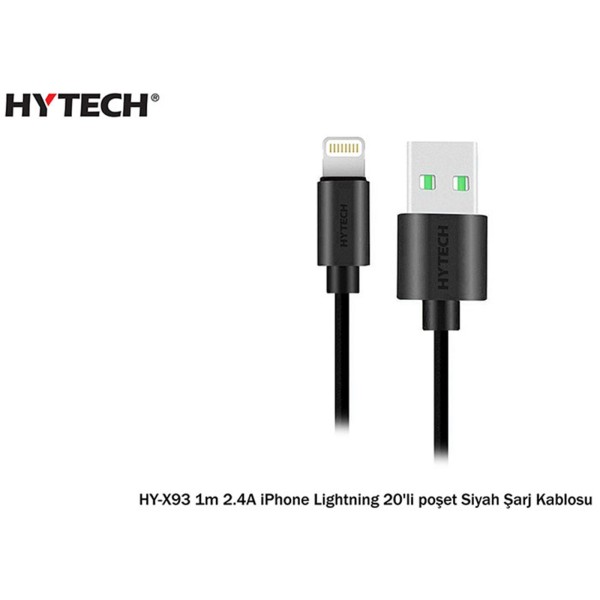 Hytech HY-X93 1m 2.A iPhone Lightning Şarj Kablosu Siyah Hytech HY-X93 1m 2.A iPhone Lightning Şarj Kablosu Siyah