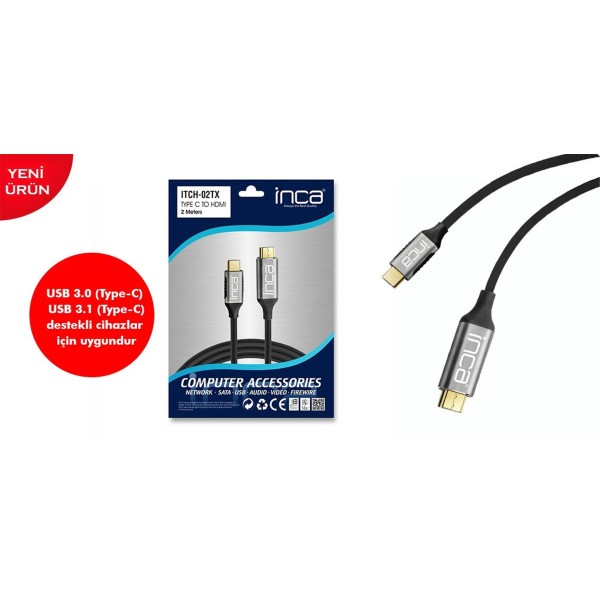Itch-02tx Type C To Hdmı 4k Altın Uçlu Kablo 2 metre Itch-02tx Type C To Hdmı 4k Altın Uçlu Kablo 2 metre
