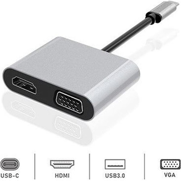 Dexim Dhu0004 Premium 4 in 1 USB-Typ-c HDMI VGA Hub for iPad Pro, Macbook, PC, Laptop Dexim Dhu0004 Premium 4 in 1 USB-Typ-c HDMI VGA Hub for iPad Pro, Macbook, PC, Laptop