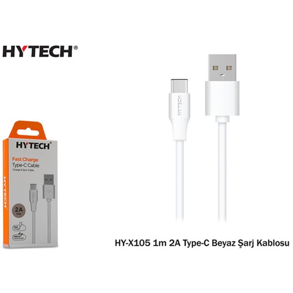 Hytech HY-X105 1m 2A Type-C Beyaz Şarj Kablosu Hytech HY-X105 1m 2A Type-C Beyaz Şarj Kablosu