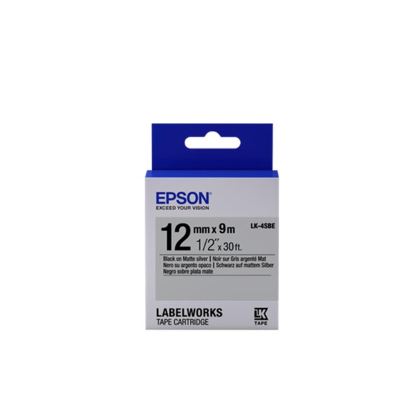 Epson LK-4SBE Gümüş Üzeri Siyah 12mm 9Metre Etiket Epson LK-4SBE Gümüş Üzeri Siyah 12mm 9Metre Etiket