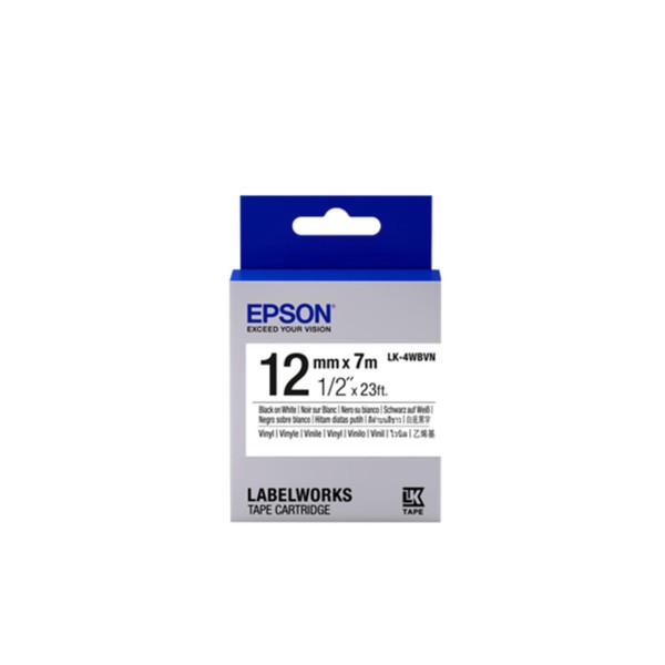 Epson LK-4WBVN  Vinil Beyaz Üzeri Siyah 12mm 7Metre Etiket